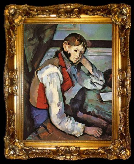 framed  Paul Cezanne The Boy in the Red Waistcoat, ta009-2